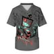 thumbnail image 1 of Hazbin Hotel Camiseta de manga corta con cuello en V y bolsillo estampado en el pecho, para hombre Gris/XL, 1 of 3