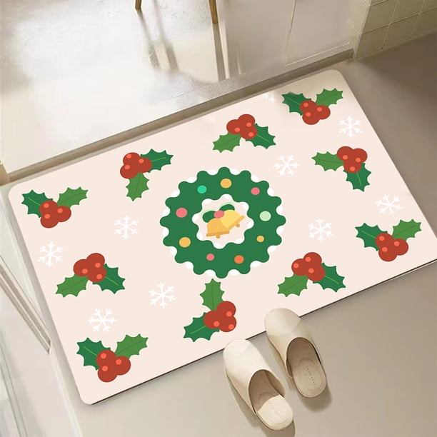 Fiudx Ofertas flash del día solo en línea Alfombra de baño navideña para baño, manta navideña para baño, manta antideslizante para bañera, bañera, ducha, lavable