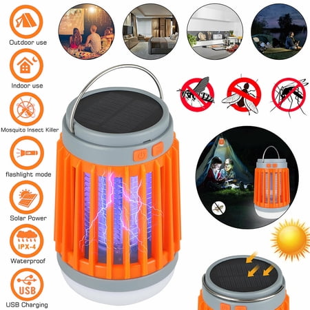 LNGOOR Solar Lnsect Killer Lamp  Waterproof Mosquito Killer and Insect Zapper Trap for Indoor And Outdoor Use Orange