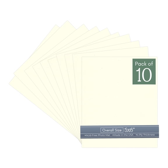 Cream Linen 5x6 Inch Uncut Art Mat Board - No Opening - 10 Mats