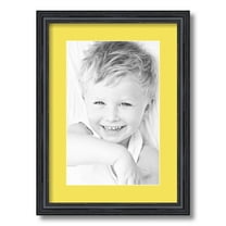 ArtToFrames 12.5x18" Matted Picture Frame with 8.5x14" Single Mat Photo Opening Framed in 1.25" Black Stain on Solid Red Oak and 2" Canary Mat (FWM-4083-12.5x18)
