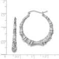 thumbnail image 2 of 925 Sterling Silver Bamboo Round Hoop Earrings, 2 of 6