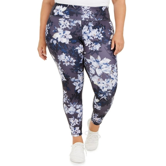Ideology Women's Botanic Printed Leggings Blue Size 3X