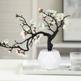 thumbnail image 2 of Artificial Silk Flower Arrangement with Ceramic Vase (Plum Blossom, Red), 2 of 4