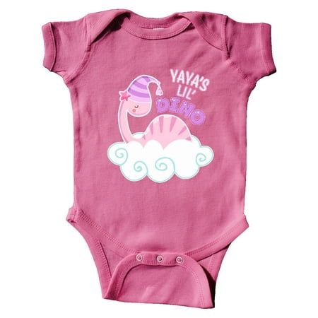 

Inktastic Yaya s Lil Dino with Cute Pink Baby Dinosaur Gift Baby Boy or Baby Girl Bodysuit