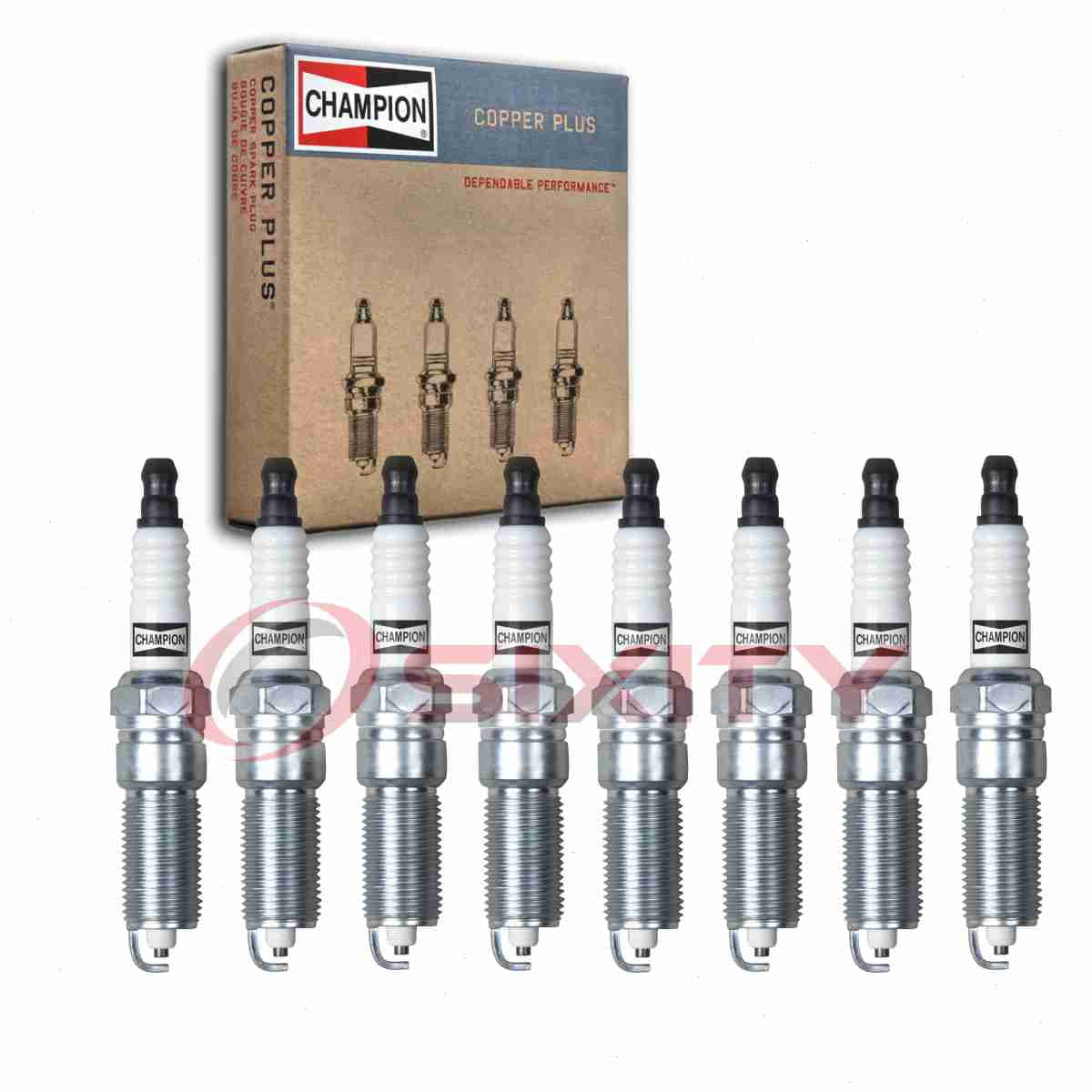 8 pc Champion 570 Copper Plus Spark Plugs for RE14MCC4 Ignition Wire Secondary Fits select: 2013-2015 CHEVROLET MALIBU, 2003-2008 DODGE RAM 1500
