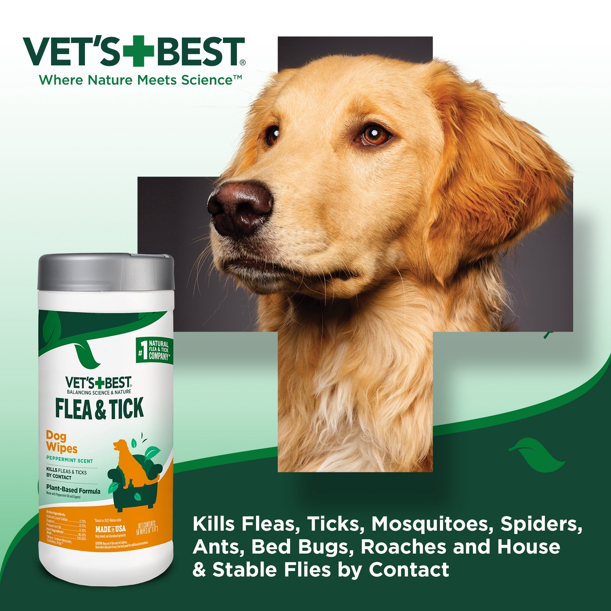 Vet's Best Flea and Tick Wipes for Dogs 50 Wipes - 12.8 oz.