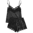 thumbnail image 4 of Ensemble Pyjama en Satin Dentelle Noire et Short pour Femme, 4 of 10