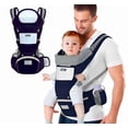 thumbnail image 1 of Cangurera Portabebé Mochila Multifuncional Con Asiento Bebé Modelo Azul, 1 of 4
