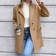thumbnail image 5 of IROINNID Women's Mid-Long Trench Coat Notch Lapel Solid Color Long Sleeve Jacket Button Turndown Neck Slim Fit Warm Medium And Long Jacket, Khaki, 5 of 6
