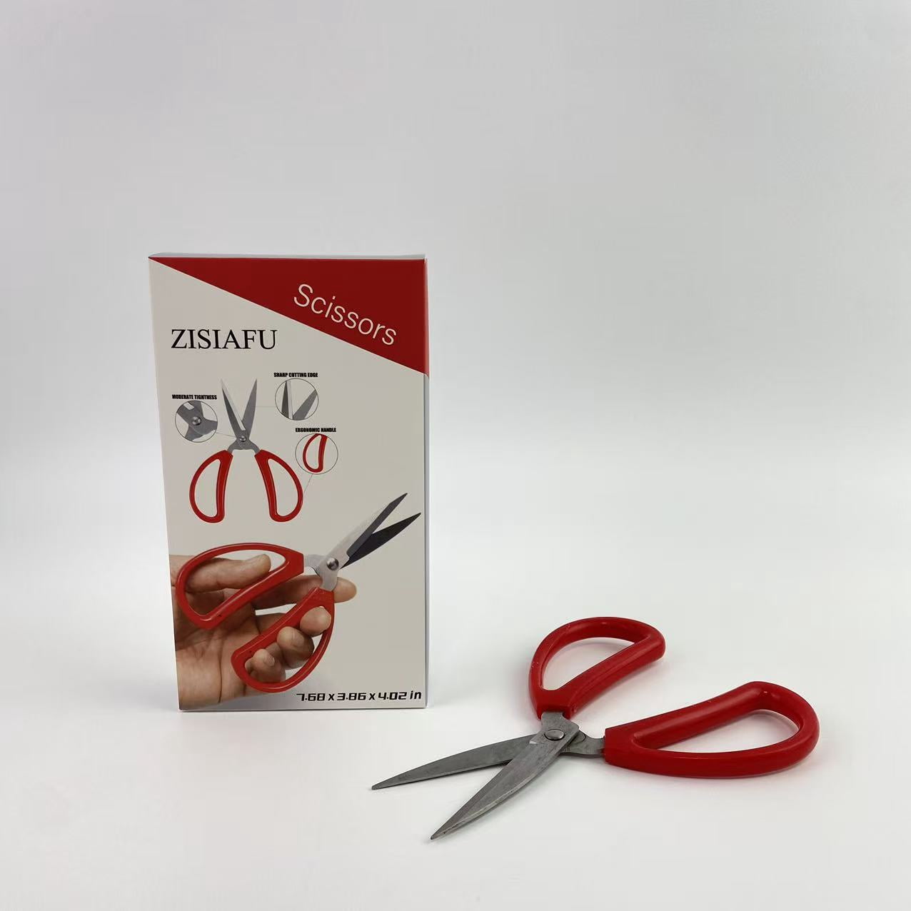 ZISIAFU Scissors,Multi-Purpose Perfect for Cutting Stainless Steel Sharp Scissors with Red Handle for Home Use Arts Crafts