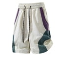 thumbnail image 4 of Ailaofu Womens Color Block Athletic Shorts Vintage Streetwear Loose Shorts with Pockets Elastic Drawstring High Waist Windbreaker Short Pants Casual Running Sport Bottoms, 4 of 8