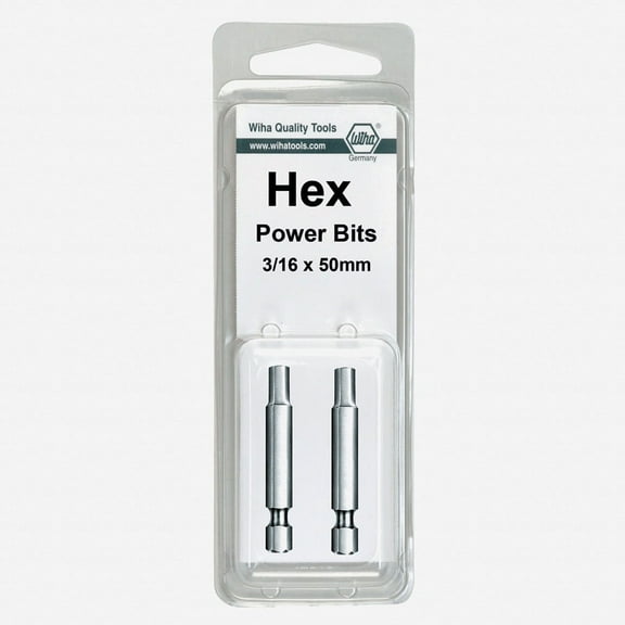Wiha 74386 3/16" x 50mm Hex Power Bit (2 Pack)