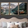 thumbnail image 3 of wall26 Framed Wall Art Print Set Cabin on Cloudy Forest Lake Nature Wilderness Photography Realism Rustic Colorful Multicolor Ultra for Living Room, Bedroom, Office - 24"x36"x3 Natural, 3 of 5