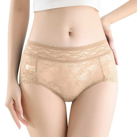 

Womens Underwear Tummy Control Plus Size Lace High Waist Pure Cotton Lift Briefs Panties 6 Pack
