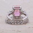 thumbnail image 3 of Shineofdiamond 4.0CT Three Stone Rectangular Ice-Flower Cut Pink Sterling Silver Engagement Ring with Eternity Band, 3 of 4