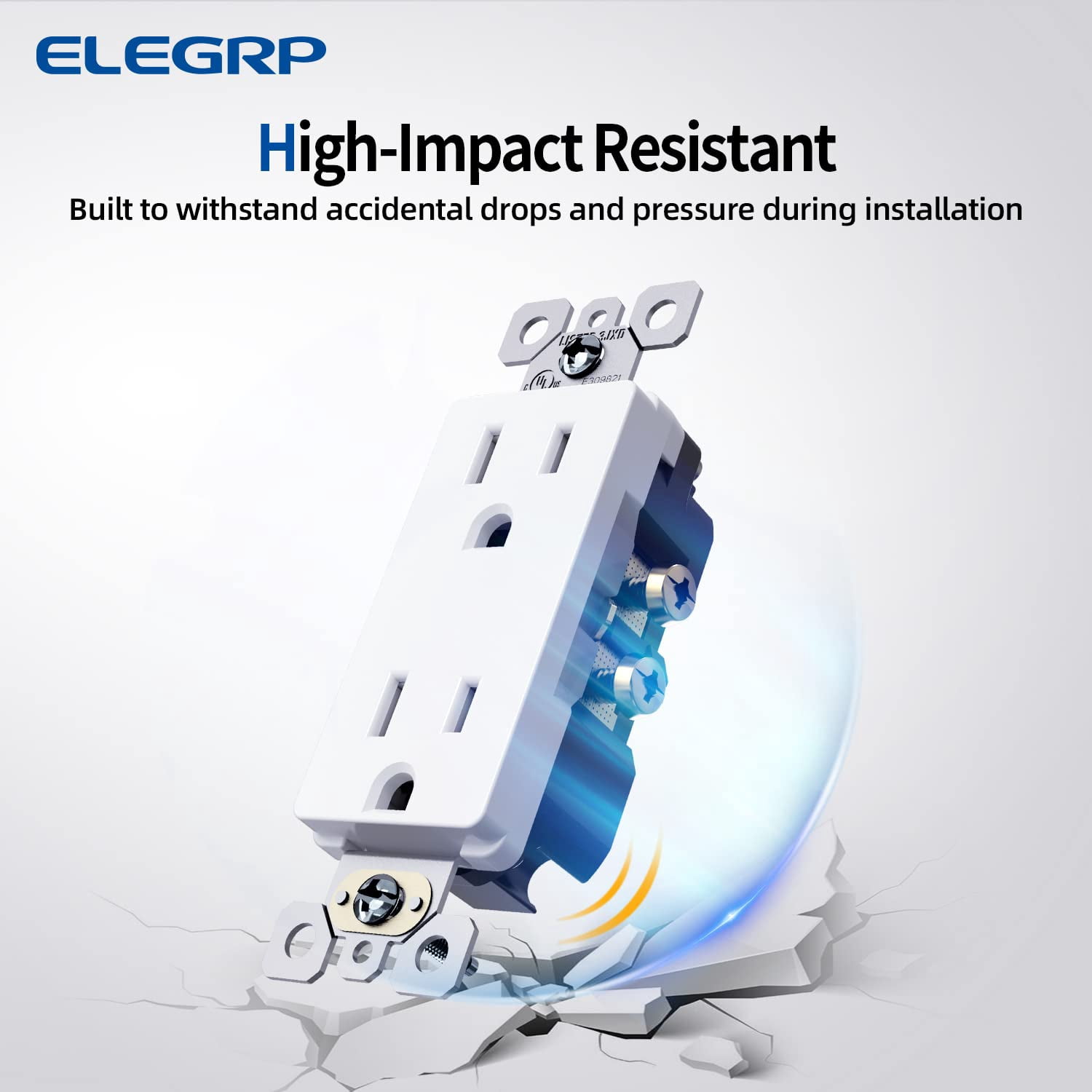 Decorator Receptacle, 15A 125V Standard Electrical Wall Outlet, 2 Pole 3 Wire, Non- Tamper Resistant, NEMA 5-15R, Self-Grounding Residential Grade Outlet, UL (Glossy White, 10 Pack)