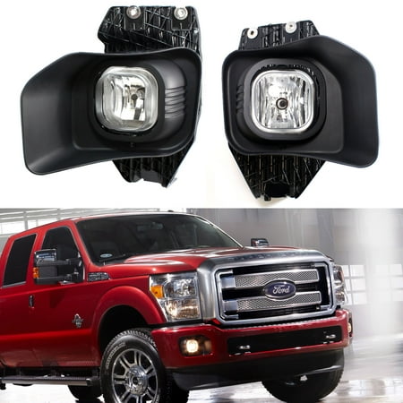Bezel Housing Cover - iJDMTOY Complete Fog Lights Foglamp Kit with Clear Lens Housings, H10 Halogen Bulbs, Wiring On/Off Switch, Bezel Covers For 2011-2016 Ford F-250 F-350 F-450 F-550 Super Duty