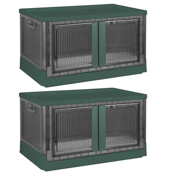 2-Pack 72L Foldable Storage Bins with Lids, Stackable Closet Organizers with Front Door Lock and 4 Wheels