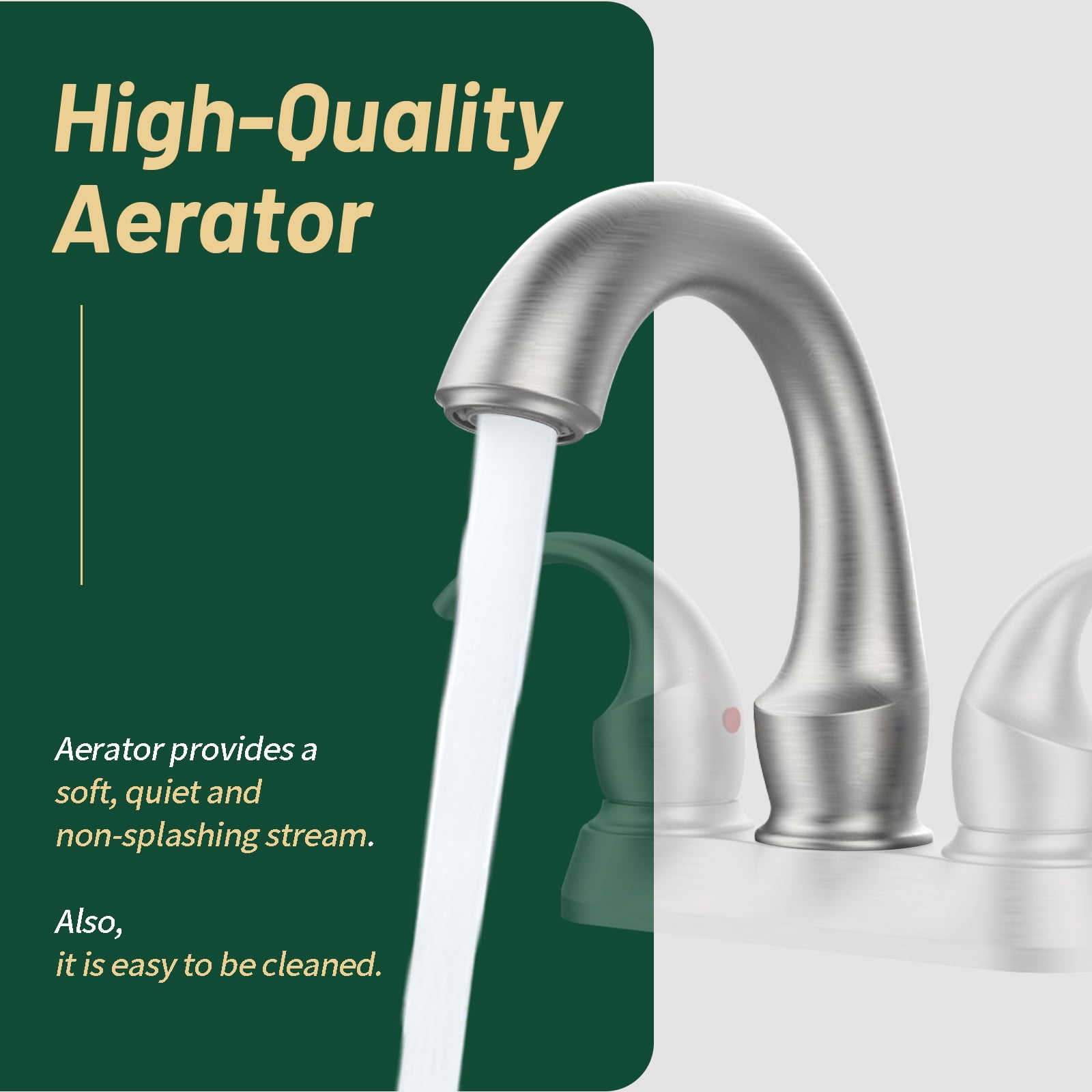 Cobbe 2-Handle Swan Style Bathroom Sink Faucet with Aerator 4-Inch Centerset Vanity Sink with Pop-Up Drain and Supply Hoses Brushed Nickel