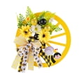 thumbnail image 2 of Coronas con ruedas, girasoles, flores simuladas, anillos de ratán, decoraciones para colgar en la pared, corona de girasoles, corona de ratán, corona de girasol artificial, camino de jardín,, 2 of 9