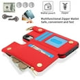 thumbnail image 4 of Dteck for iPhone XR Wallet Case, Flip Leather Case with RFID Blocking Card Holder Zipper Pocket, Ring Holder Kickstand Protective Folio Phone Cover for iPhone XR,Red, 4 of 7