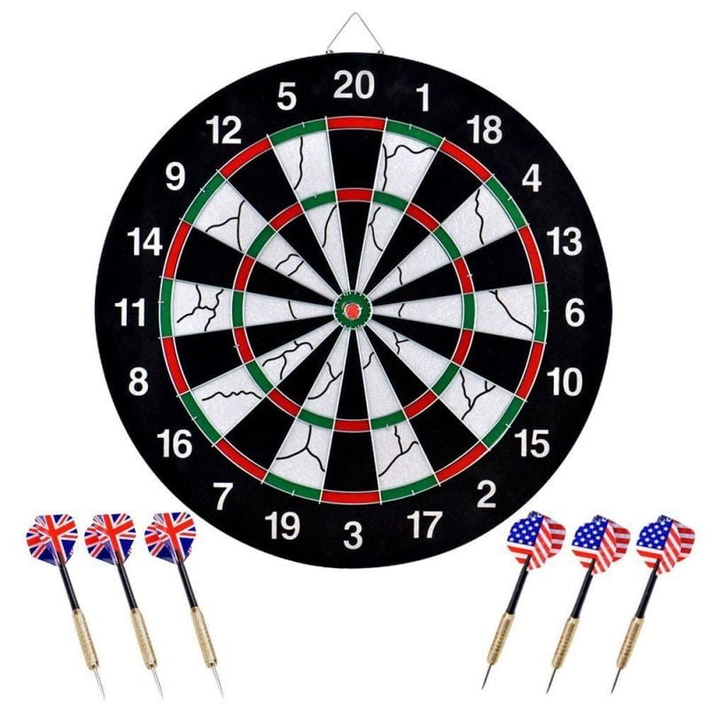 Professional 18 inch Double-sided Dart Board with 6 Brass Darts In Outdoor Games by