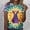 Purple(New)A, variant on Women's Easter T-Shirt,Fashion Tie-Dye Rabbit Print Comfortable Breathable Casual Loose Round-Neck Short-Sleeve T-Shirt