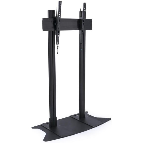Displays2go Commercial Stands for Large TVs, Steel, Aluminum, Floor Standing – Black (LPGP110B)