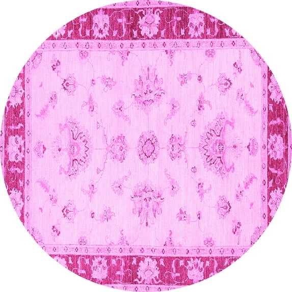Ahgly Company Indoor Round Oriental Pink Traditional Area Rugs, 8' Round