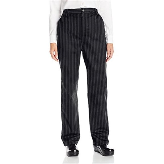 Vtex 4020-3310 Uncommon Threads Womens Executive Chef Pant, Black & White Pin Stripe - 6XL