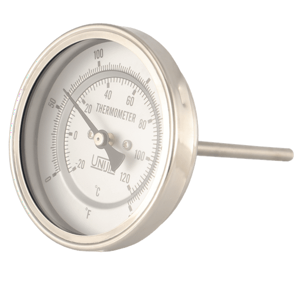 UNIJIN Dial Thermometer T110 Series Oil Filled Back Mount Size 1/4