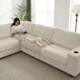 thumbnail image 3 of 110-Inch Oversized Corduroy Corner Sofa,L Shaped Corner Couch with two storage spaces,USB port & T-pyce port and Cup-holder , Deep Seat Comfy Upholstered Couches for Living Room(Not freely combinable), 3 of 9