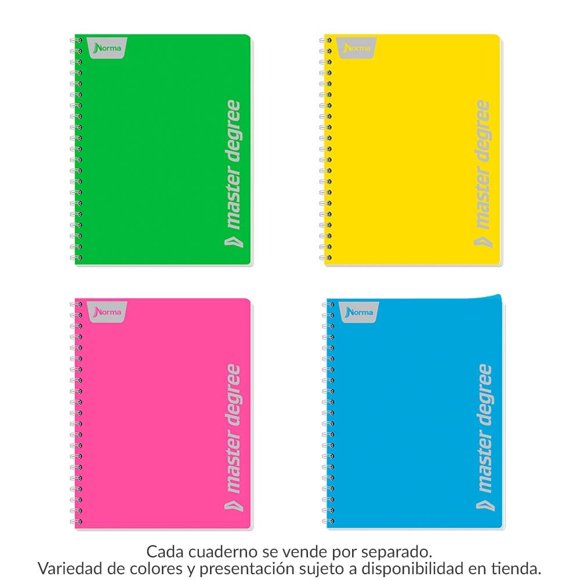 Cuaderno Americano Norma Master Degree Rayado 200 hojas varios colores 1 pza