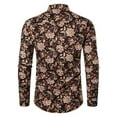 thumbnail image 4 of Mens Long Sleeve Floral Print Button Down Shirt Business Casual Leisure Hem Button Up Dressy Tops for Men, 4 of 5