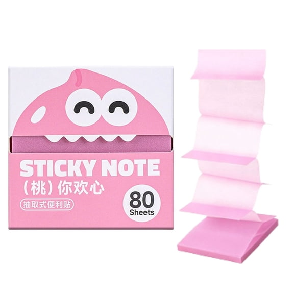 Transparent Pull-Out Sticky Notes 80 Sheets Cute Fruit Monster Pop Up Sticky Notes Office Stationery Work Accessories with No Residue Suitable for Office Work