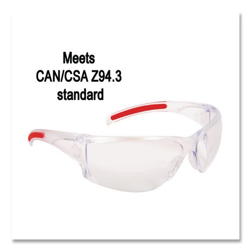 Hulk HK1 Series Safety Glasses, Anti-Fog, Clear/Red Plastic Frame, Clear Plastic Lens | Bundle of 5