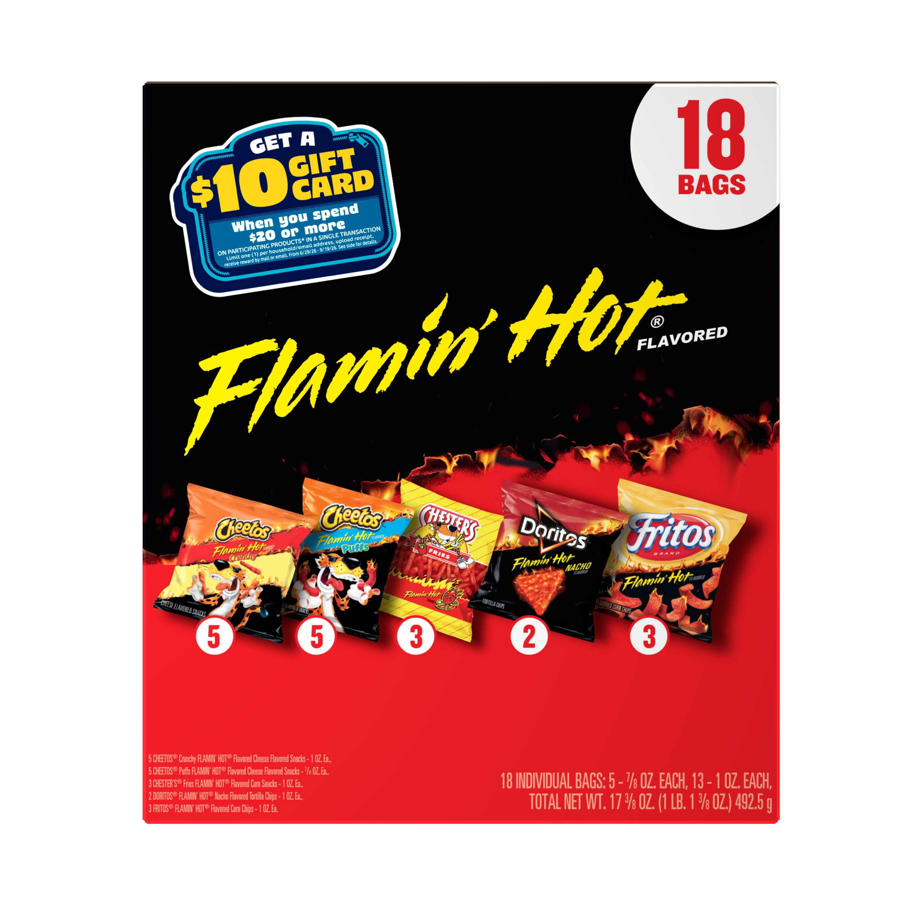 Frito-Lay Flamin' Hot Mix Variety pack Snack Chips, 18 Count Multipack