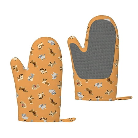

Lafuoo Cute Puppy J Pattern Silicone Anti-Scalding Gloves Hanging Rope Gloves are Suitable for Kitchen Utensils for Kitchen Baking Cooking Outdoor Barbecue