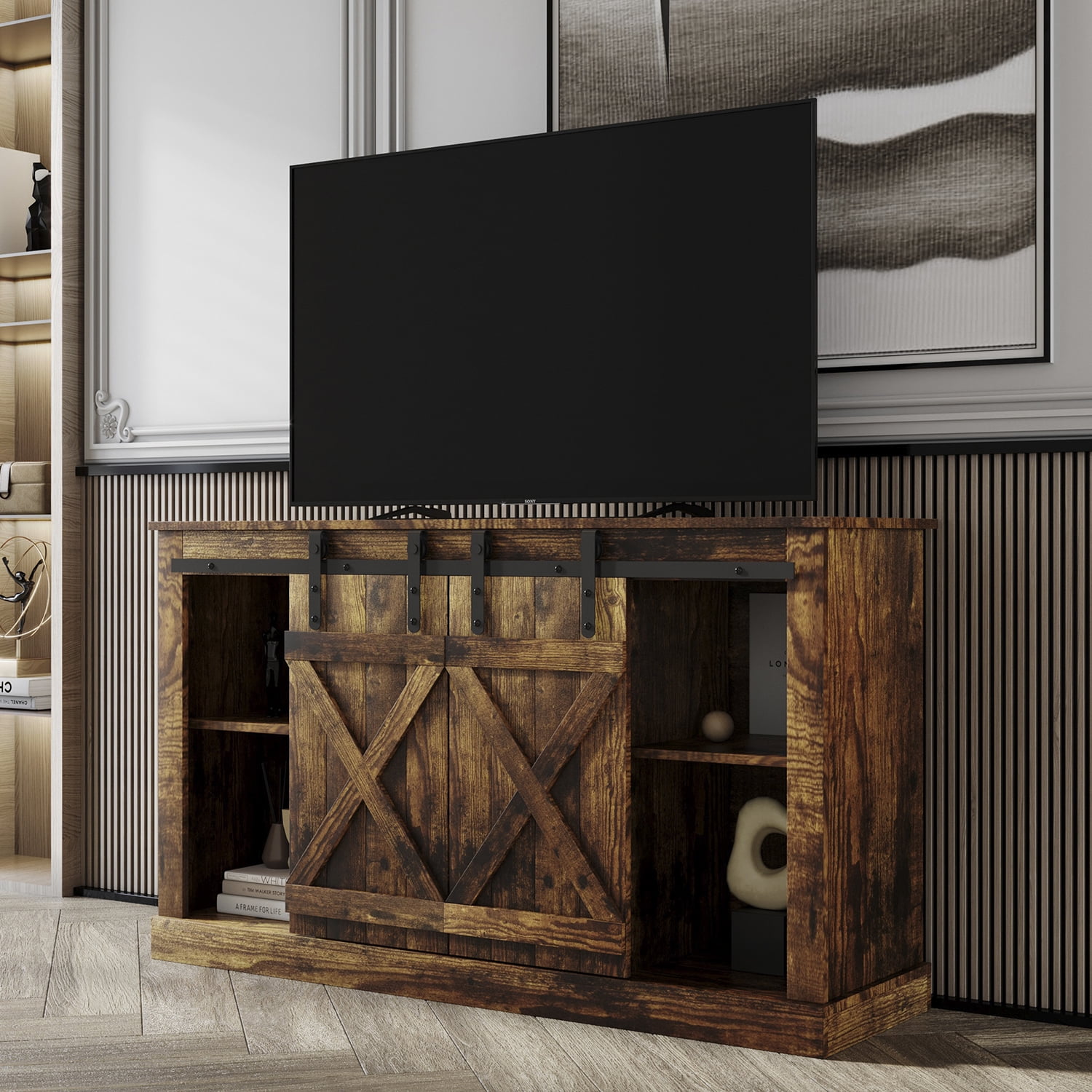 Kepooman Modern TV Stands for 58 Inch TV for Living Room, 58" Entertainment Center for TVs for Home, Mid-Century TV Stand for Bedroom, Oak-A Kepooman Modern TV Stands for 58 Inch TV for Living Room, 58" Entertainment Center for TVs for Home, Mid-Century TV Stand for Bedroom, Oak-A