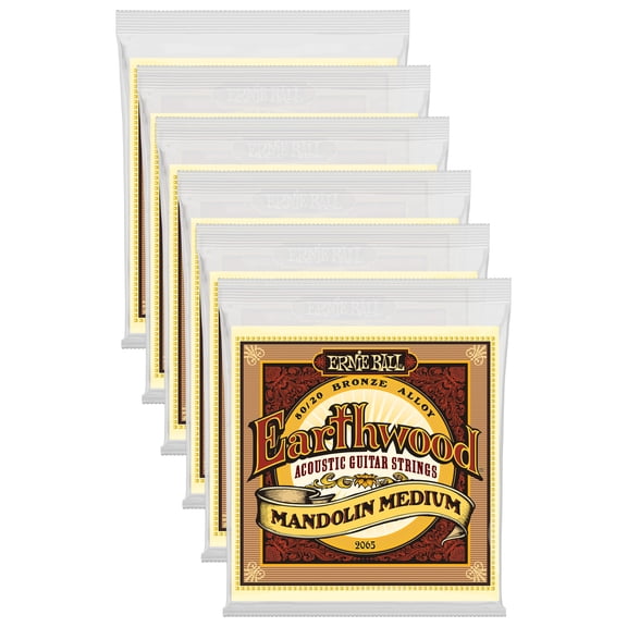 6 PACK Ernie Ball Earthwood Mandolin Medium Loop End 80/20 Bronze Strings P02065