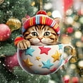 thumbnail image 2 of Lilixerw Christmas Cat in Mug Ornament,Acrylic Cute Pattern Hanging Decoration for Christmas Tree,Festival Party Supplies,Car Home Decor, 2 of 8