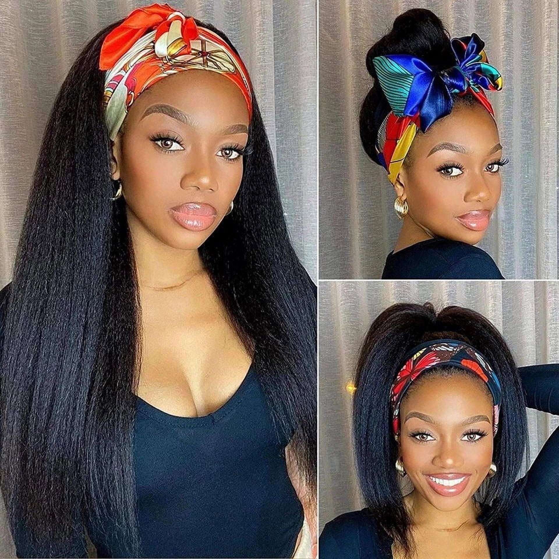 Headband Wig Human Hair Straight Glueless None Lace Front Headband Wig Brazilian Virgin Hair Wigs for Black Women - 14 inch