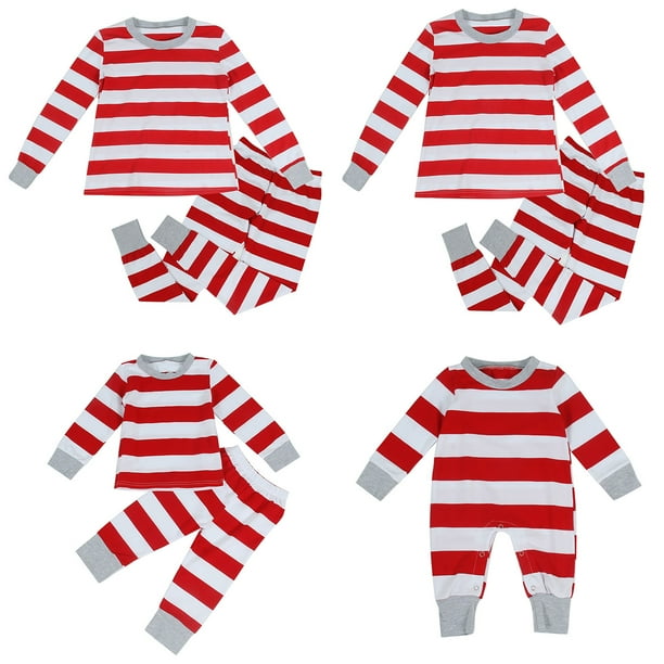 Haokaini Christmas Family Matching Striped Sleepwear Outfits Cotton Pajamas Set Xmas Gift Other