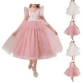 thumbnail image 1 of Tranfacy Robes d'Été pour Ados, Robes pour Filles Taille 10-12, Robe d'Été pour Filles pour 6-17 Manches à Volants Jupe en Maille Perlée Robe de Princesse, 1 of 7