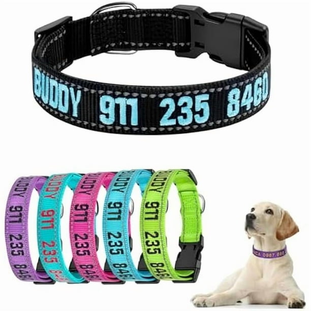 wonima02 Customizable Dog Collar Embroidered,Personalized Embroidered Pet ID Dog Collar with Pet Name and Phone Number 3 Adjustable Sizes: XSmall,Small, Medium, Large Nylon Collars for Dogs