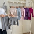 thumbnail image 5 of Pandaie Girls Drawstring Crop Blous Top Flare Pants 2 Piece Set Solid Color Stretch Long Sleeve Casual Fashion Tracksuit Beige,2-3 Years, 5 of 6