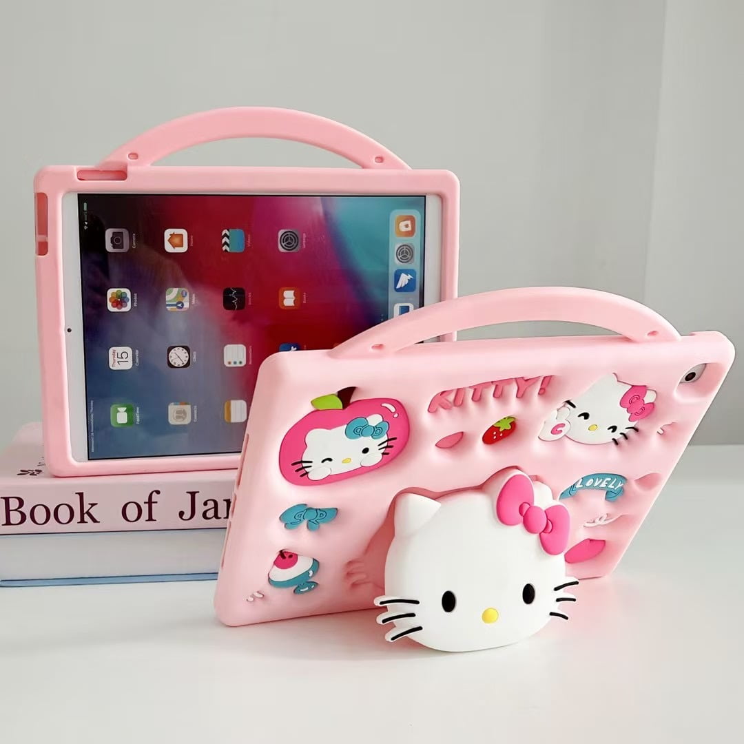 Adorable 3D Cartoon Hello Kitty Shockproof Case - Perfect for iPad mini 7 (A17 Pro) Generation Case 2024, iPad mini 6 Case 2021, 8.3-inch - Child - Safe Protective Cover