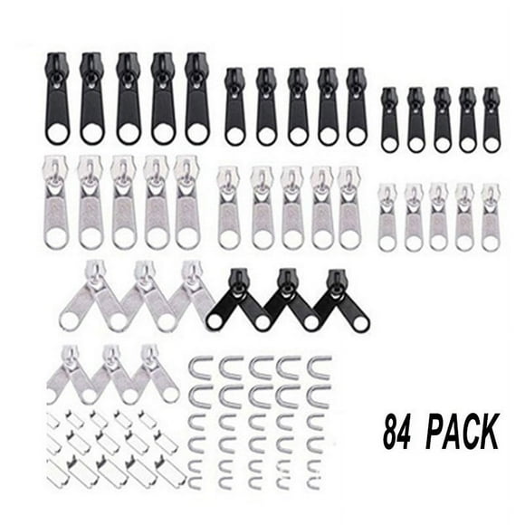 BUYISI 84Pcs Zipper Repair Kit Easy Fix Zipper Slider Head Puller Closure Universal Replacement Broken/Wearable Household Removable