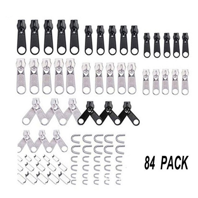 BUYISI 84Pcs Zipper Repair Kit Easy Fix Zipper Slider Head Puller Closure Universal Replacement Broken/Wearable Household Removable
